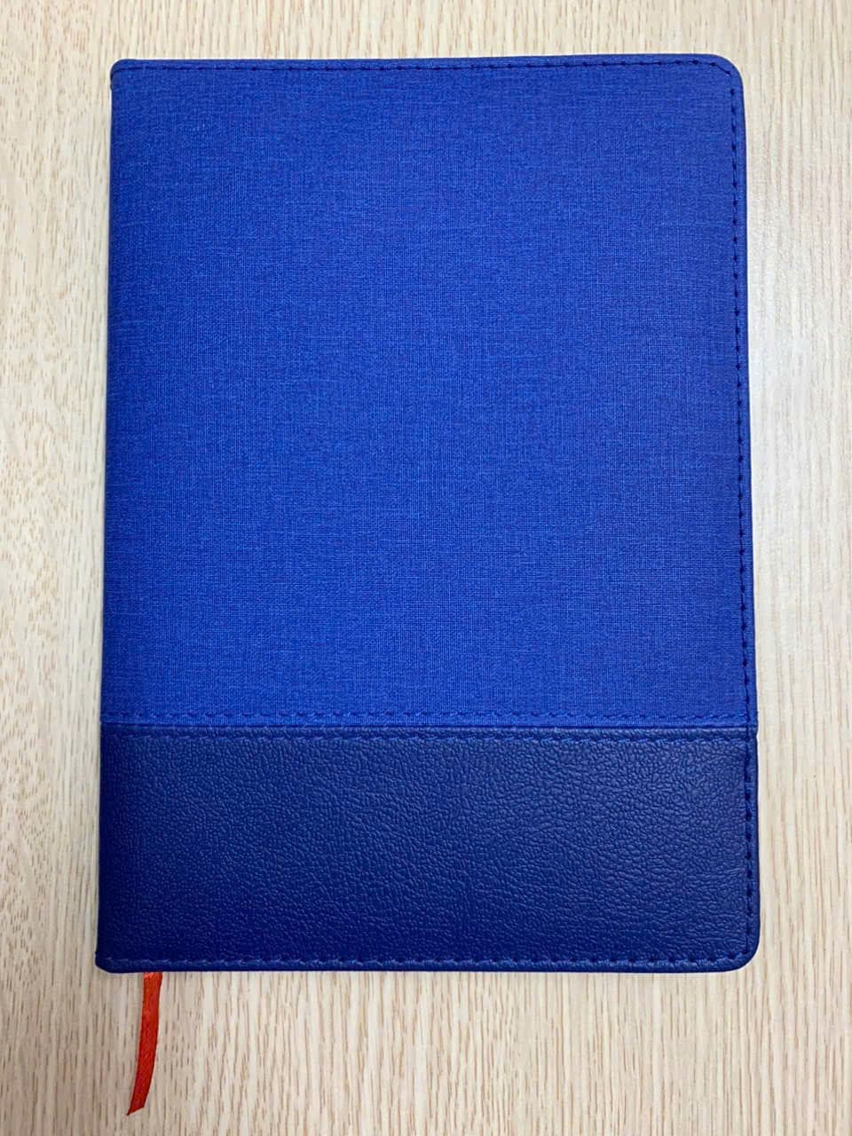 Sổ tay a5 vân vải phối da xanh dương 